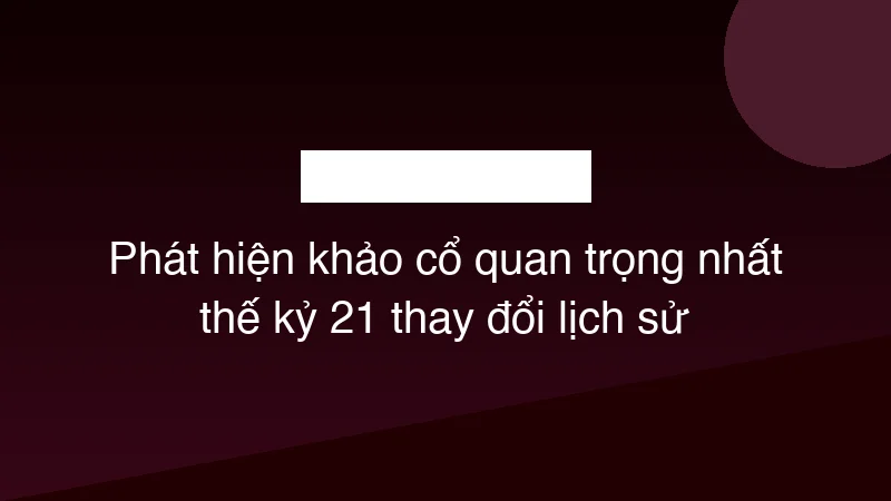 Phát hiện khảo cổ quan trọng nhất thế kỷ 21 thay đổi lịch sử