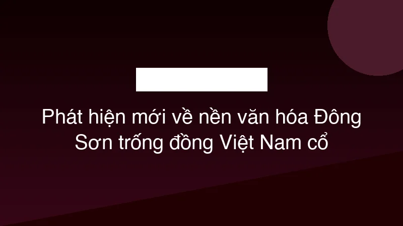 Phát hiện mới về nền văn hóa Đông Sơn trống đồng Việt Nam cổ